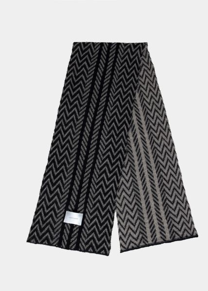 Patterned knitted scarf - black-taupe