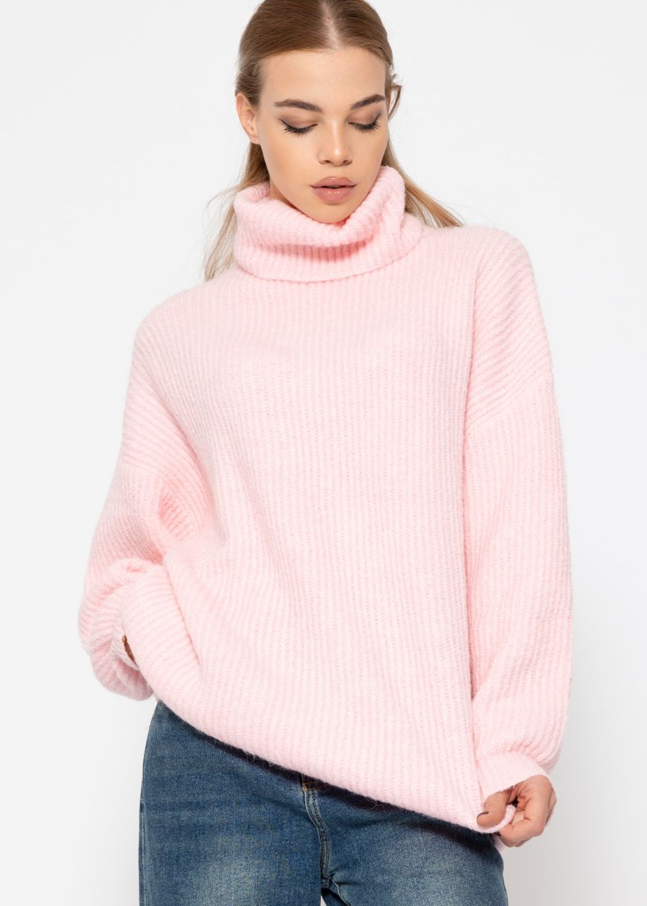 Oversize turtleneck sweater - pink