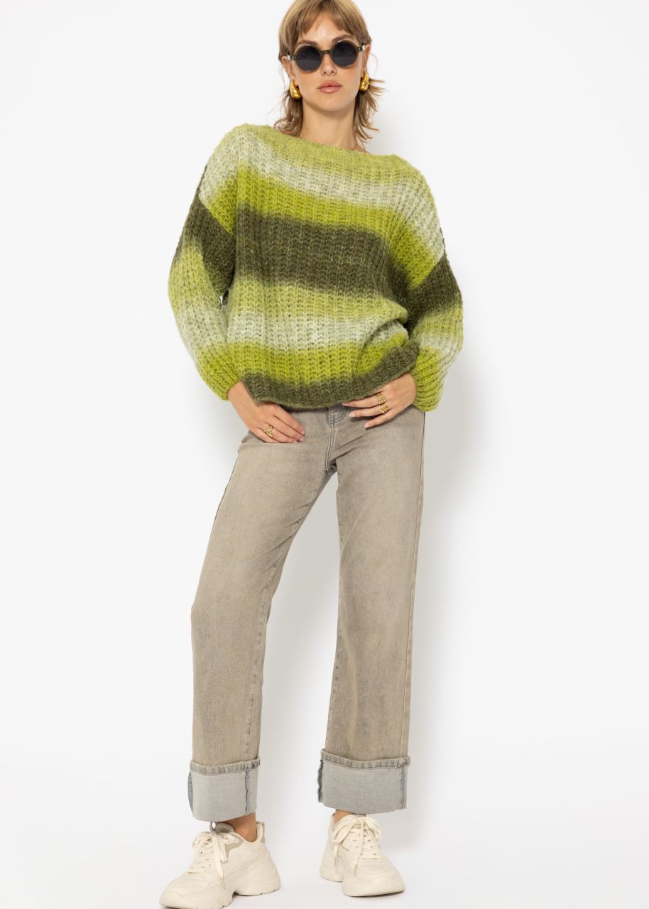 Knitted jumper with colour gradient, green