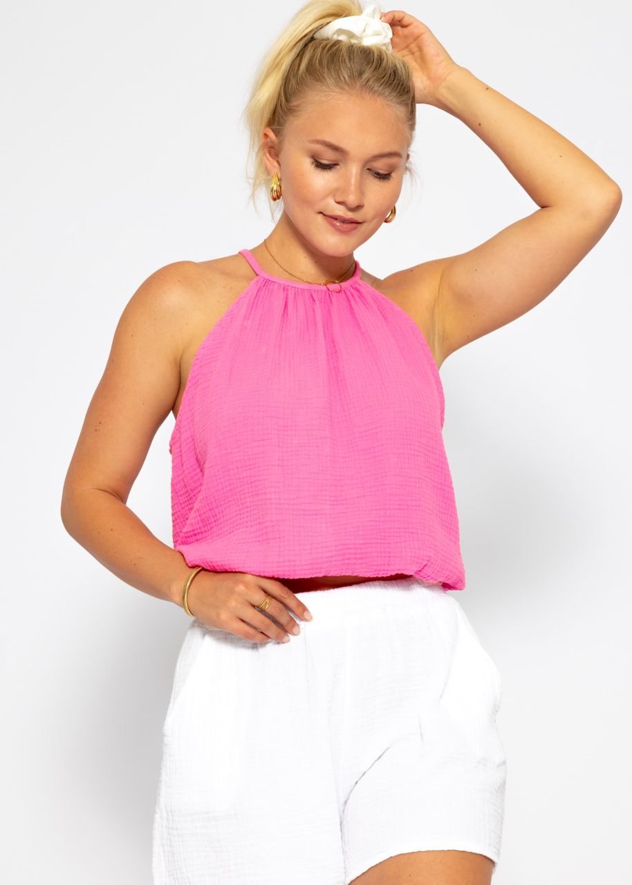 Off-the-shoulder muslin top - pink