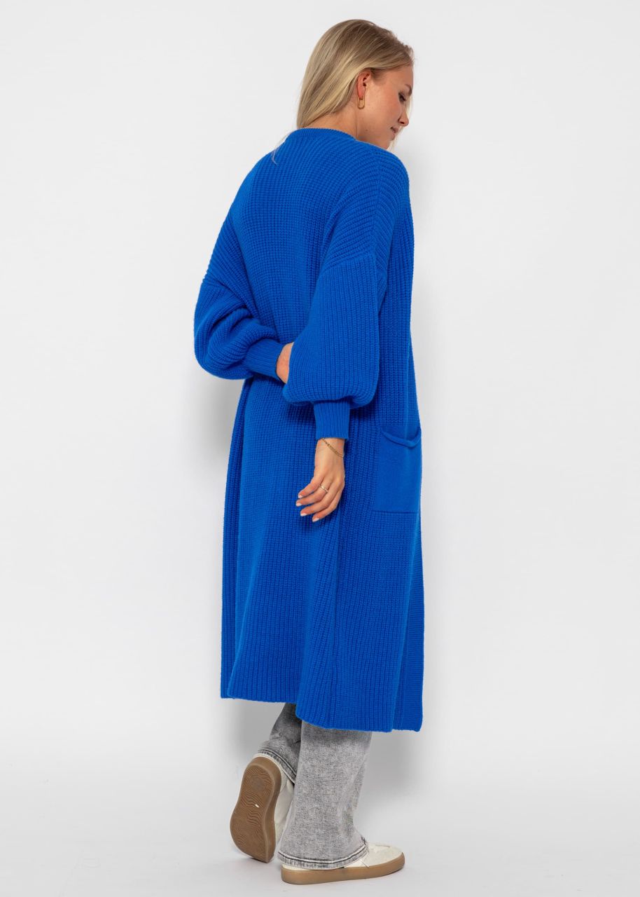 Long super soft cardigan with pockets - royal blue