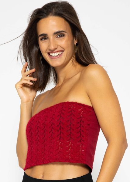 Bandeau top in extravagant lace - dark red