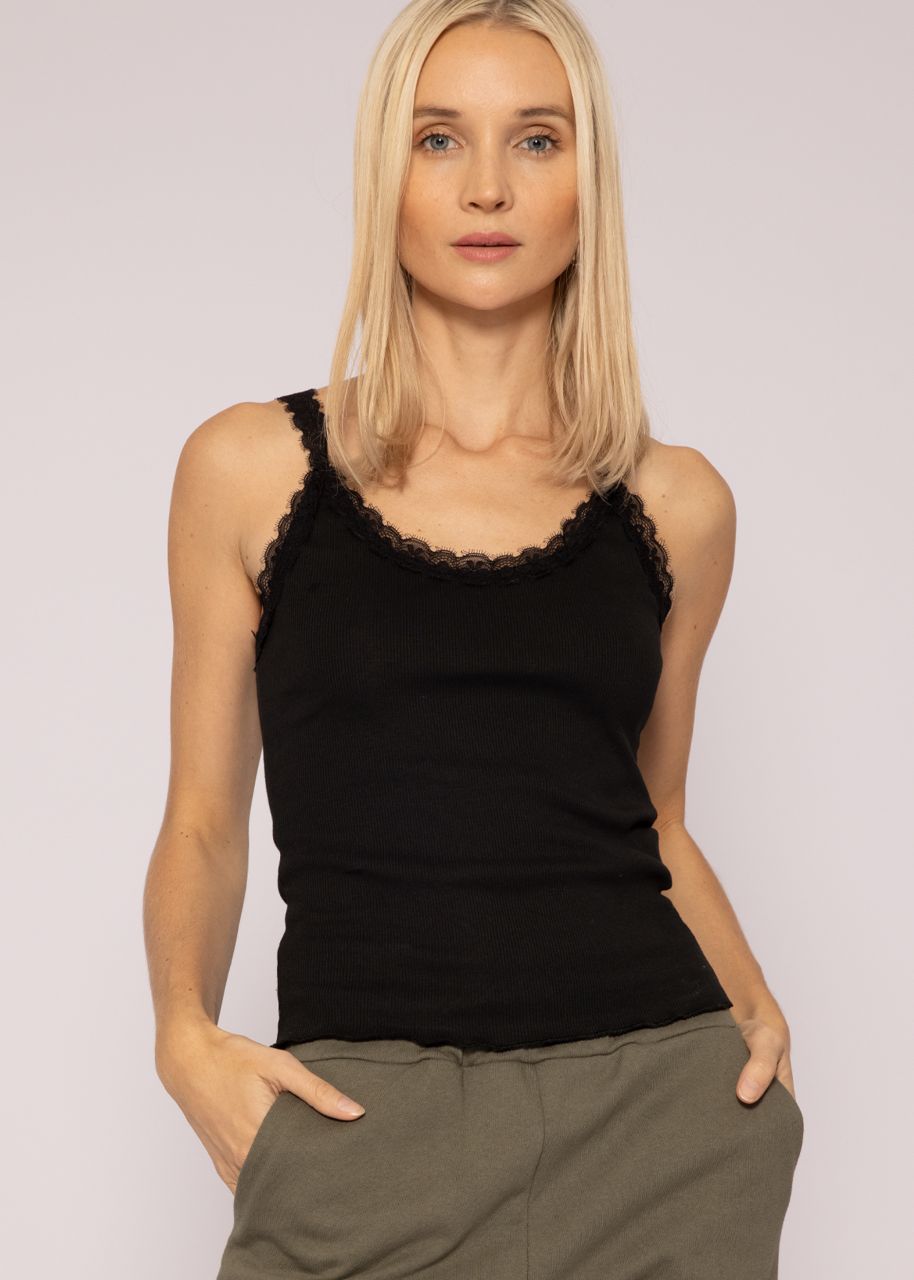 Top with lace straps, black