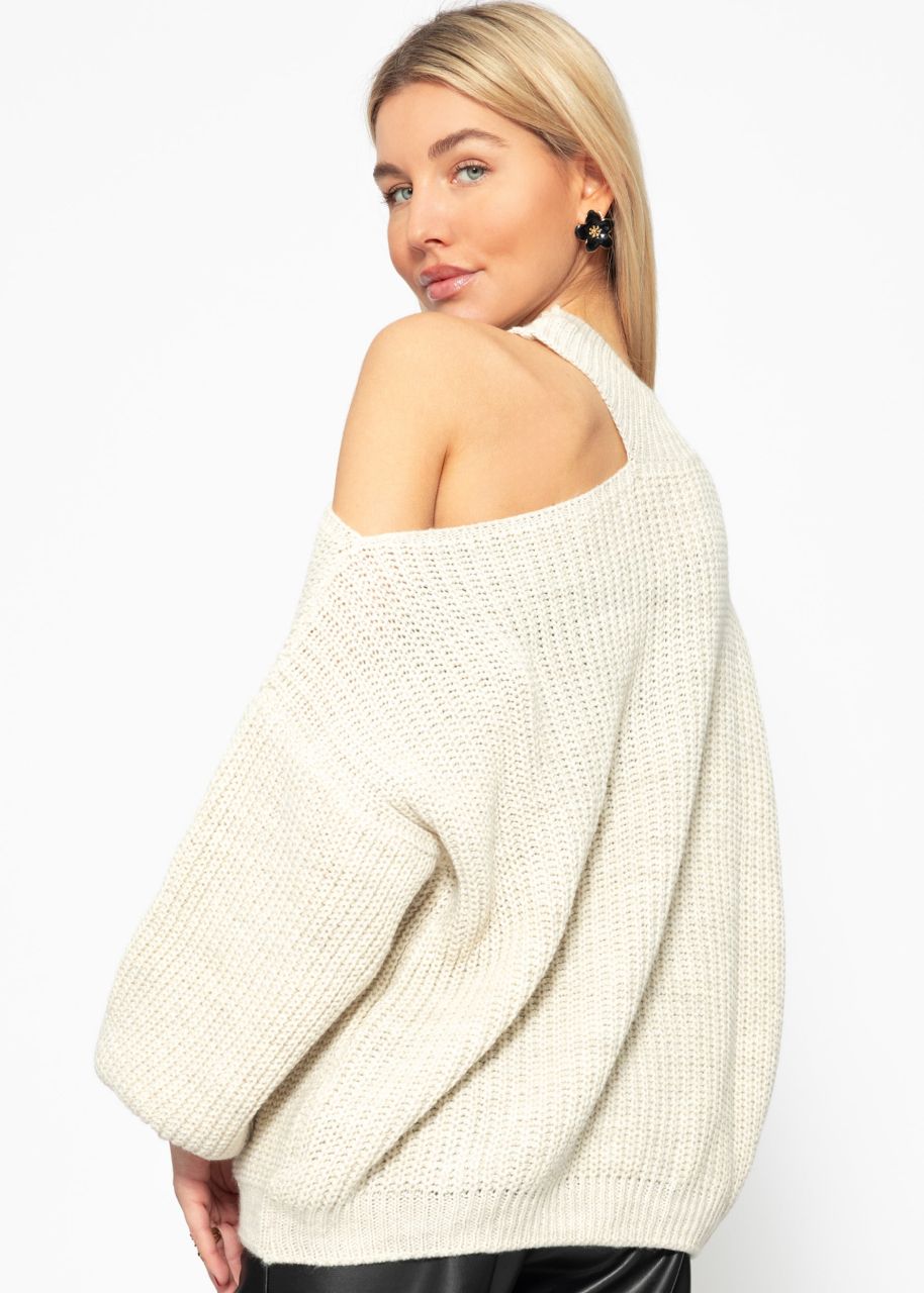 Oversize cut-out jumper - beige