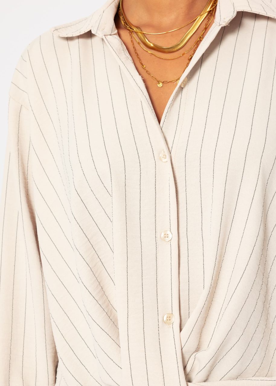 Striped blouse with knot - beige