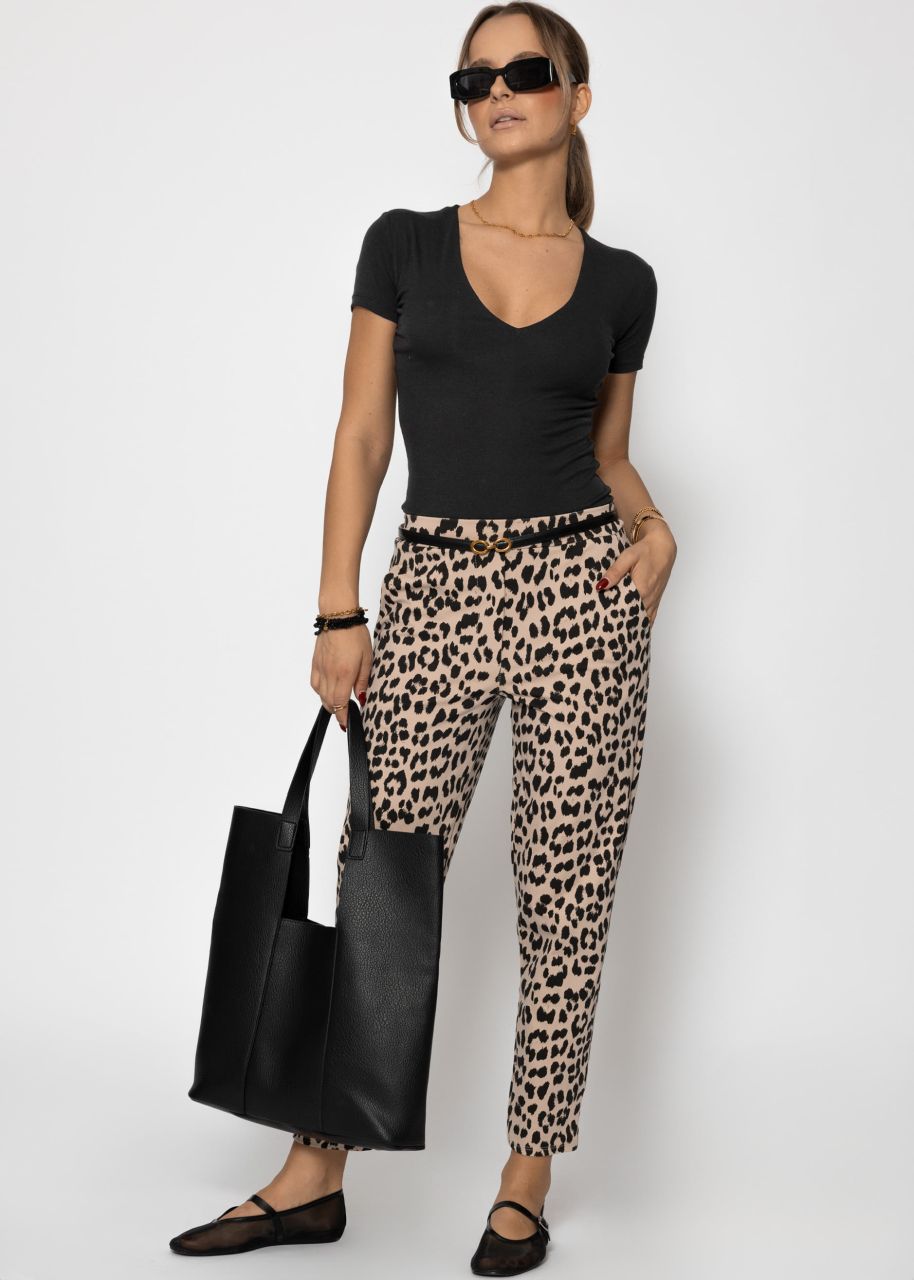 Jersey chinos in leo print - light beige