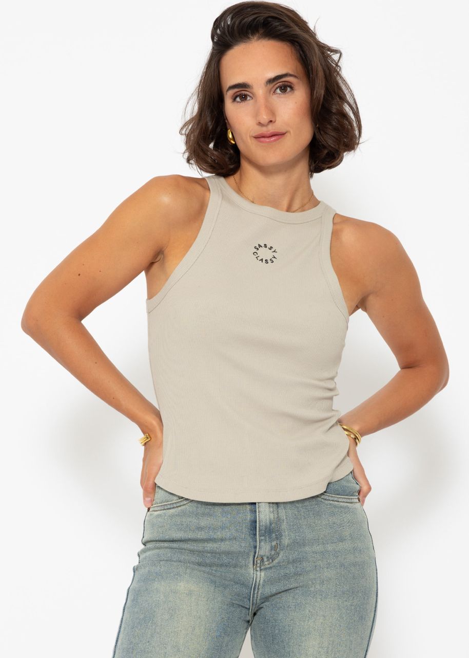 Tank top with embroidery - beige