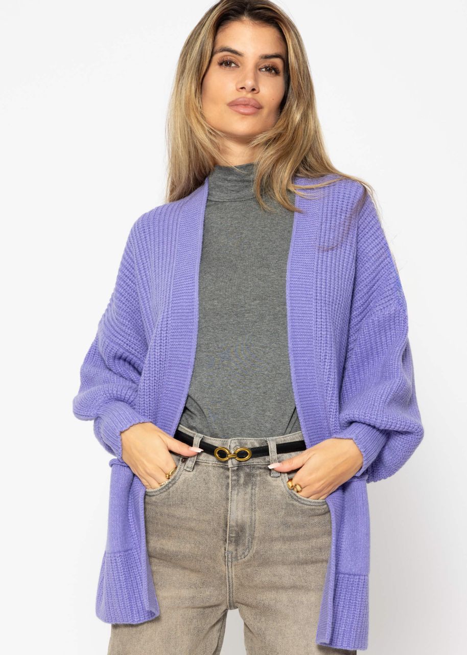 Soft knit cardigan with pockets - purple