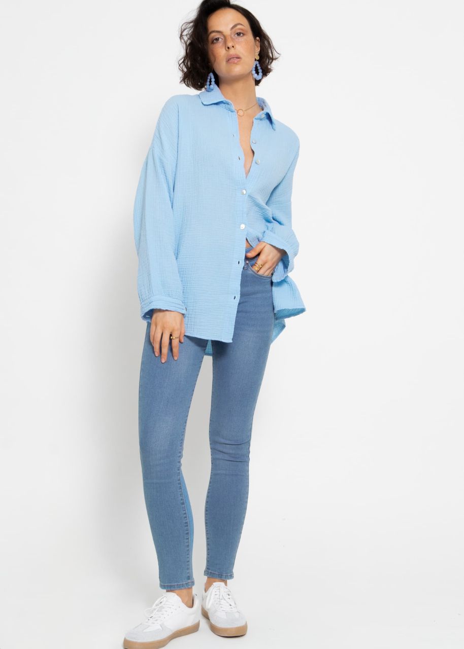 Regular fit muslin blouse - light blue