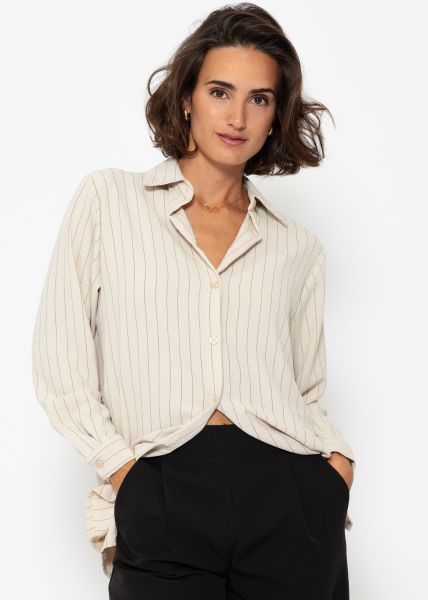 Classic cut blouse with stripes - beige