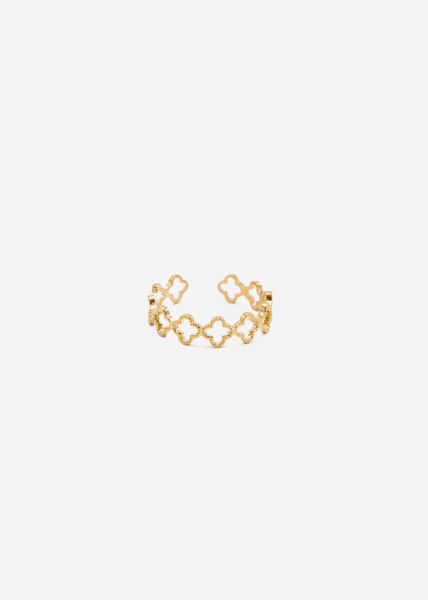Ring with cloverleaves, gold