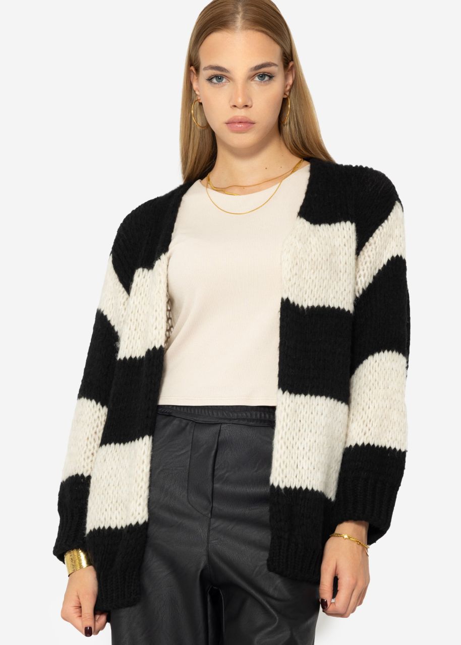 Striped oversize cardigan - black-offwhite