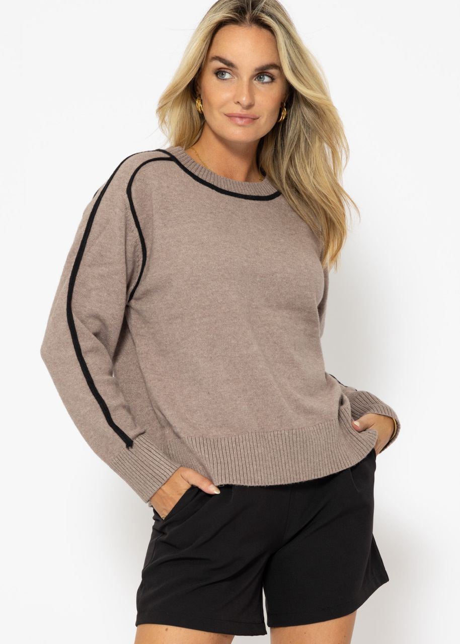 Jumper with decorative trims - taupe-black