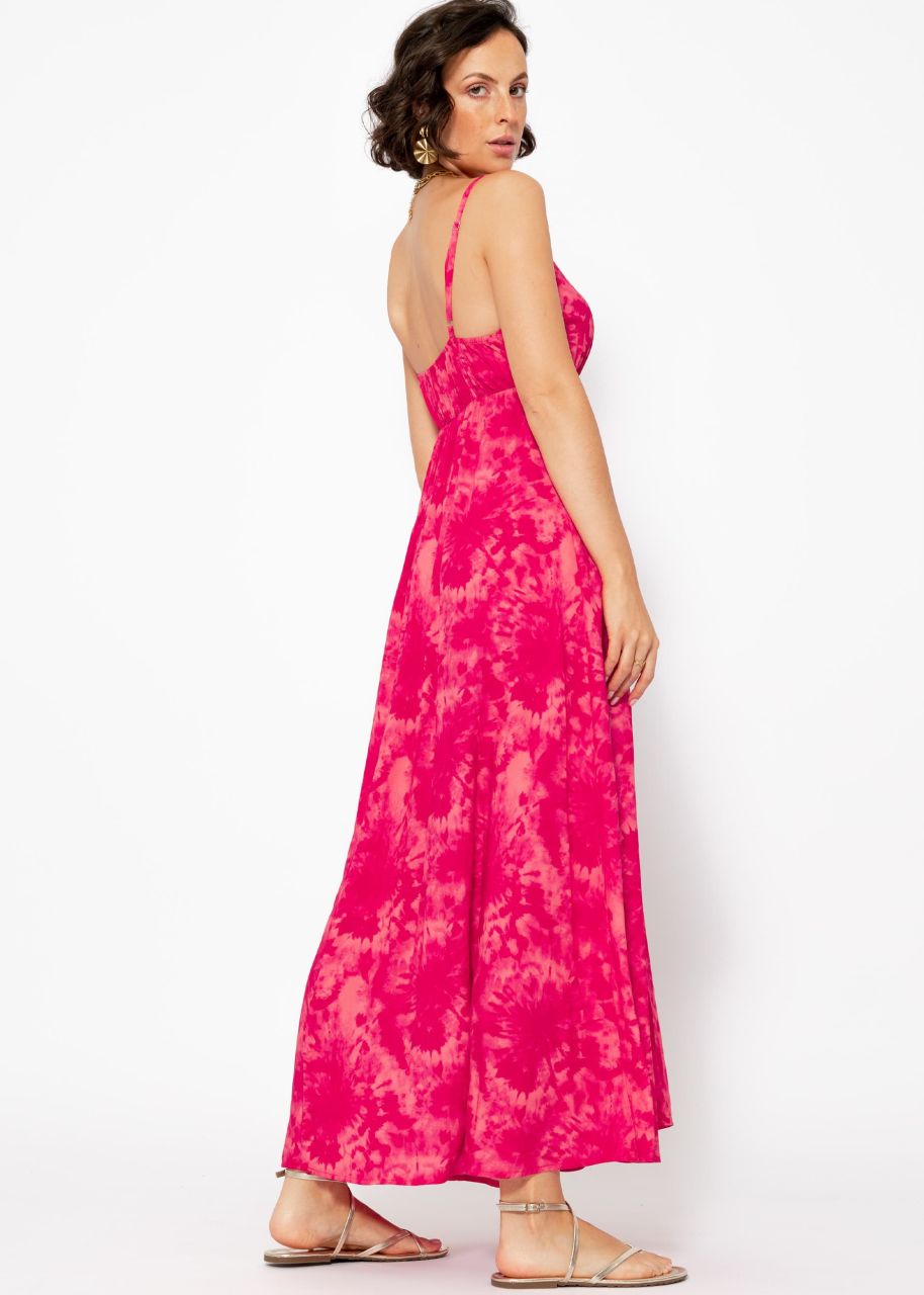 Maxi dress with batik print - pink