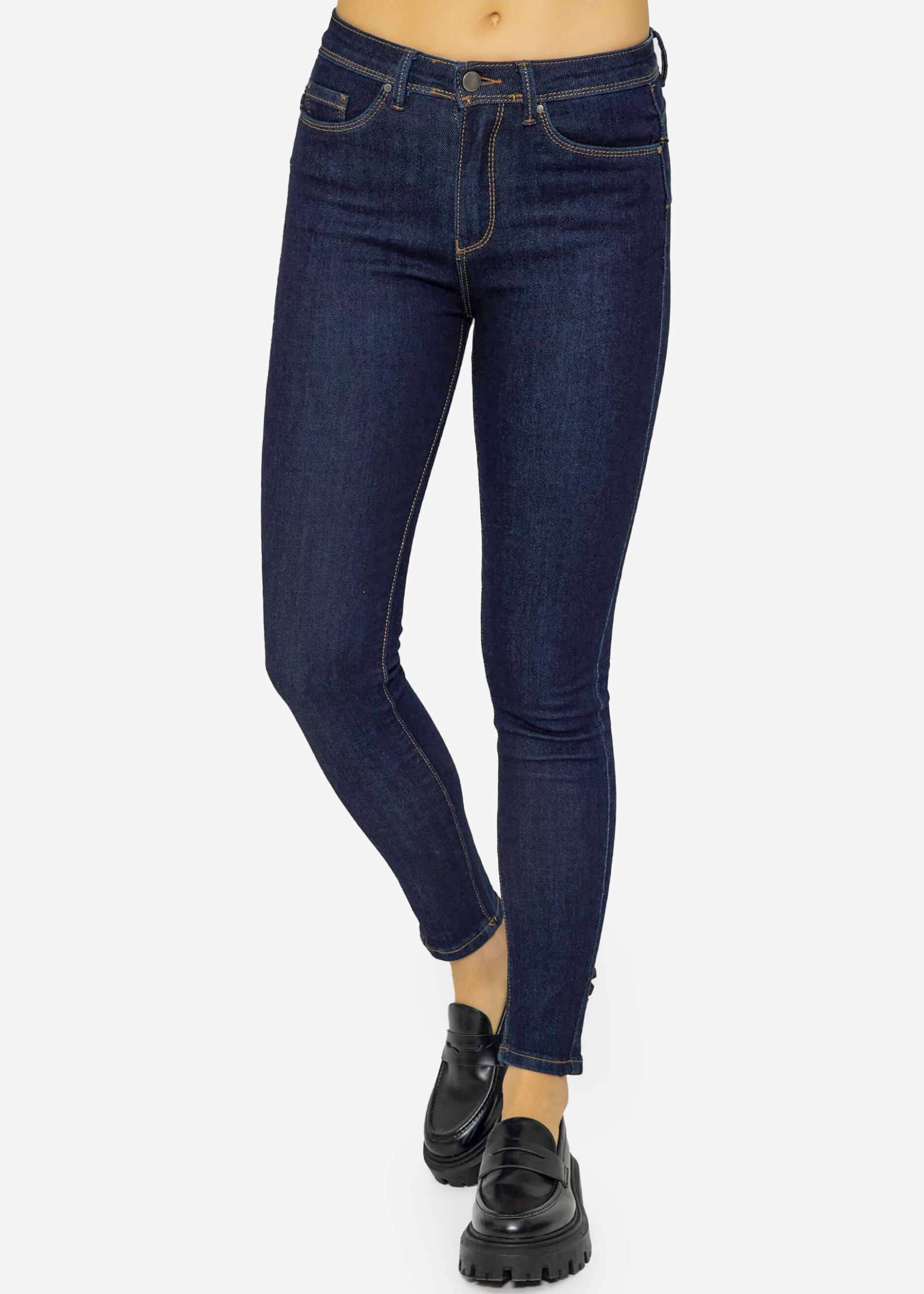 Stretchy Mid Waist Push Up Jeans - dark blue