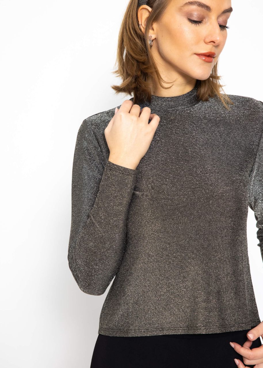 Glitter long sleeve shirt - silver