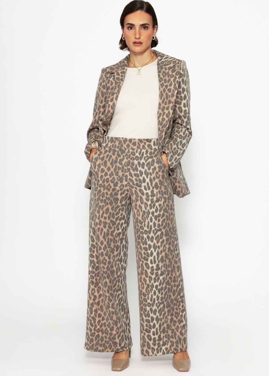 Pants with leo print - brown