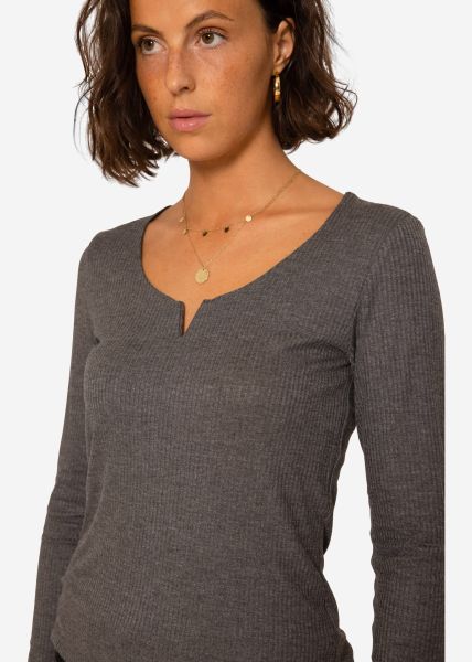 Ribbed long sleeve shirt - dark grey