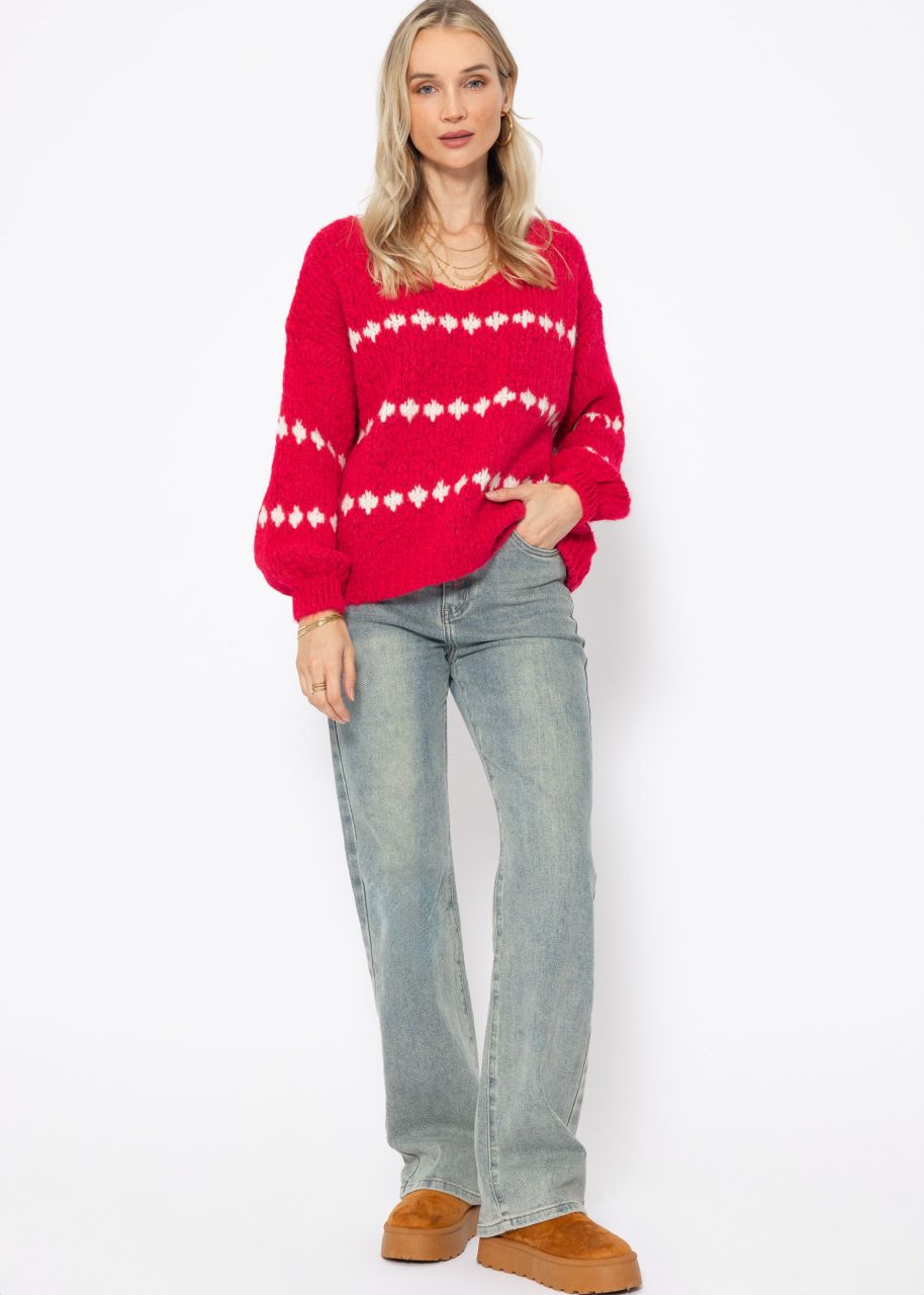 Jumper with fantasy stripe pattern - pink