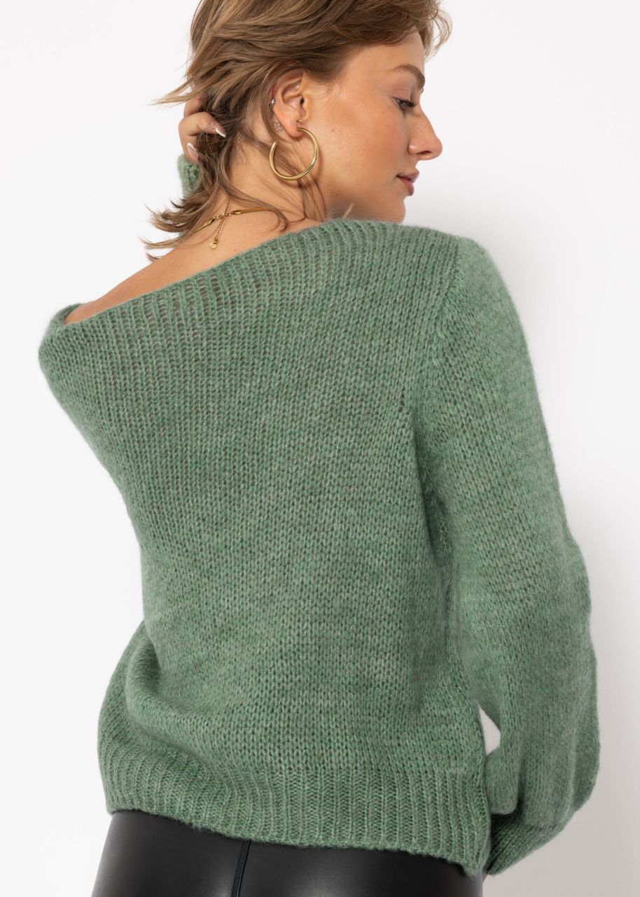 V-neck jumper - sage green