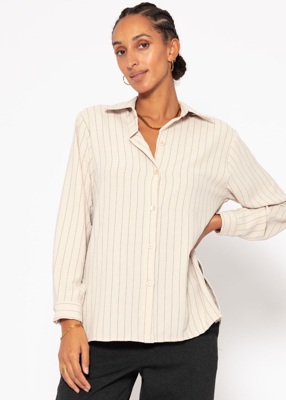 Classic cut blouse with stripes - beige