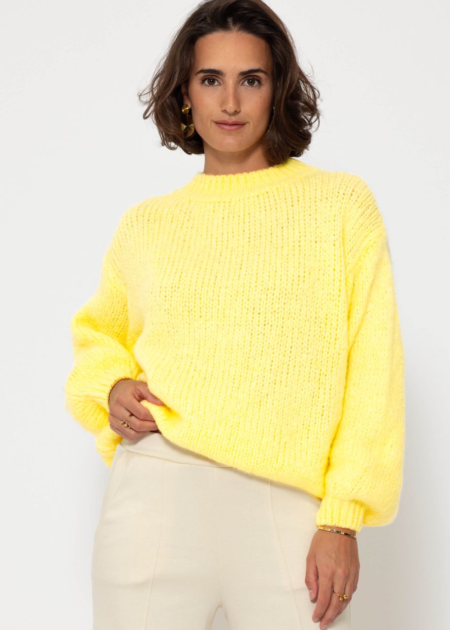 Oversized jumper with round neckline - vanilla yellow