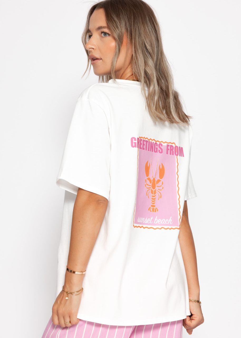 Oversized T-shirt with print - white