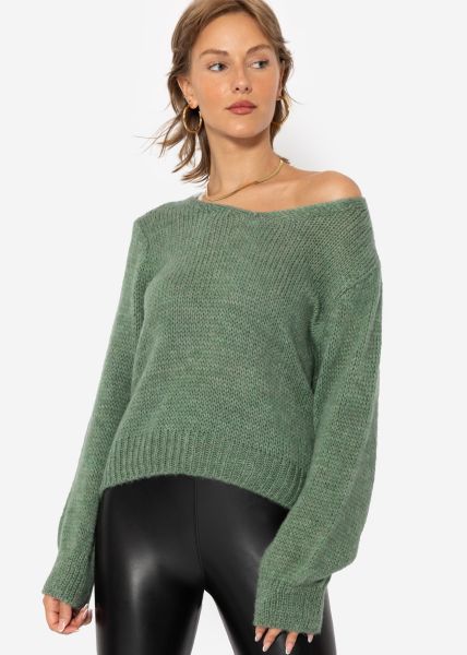 V-neck jumper - sage green