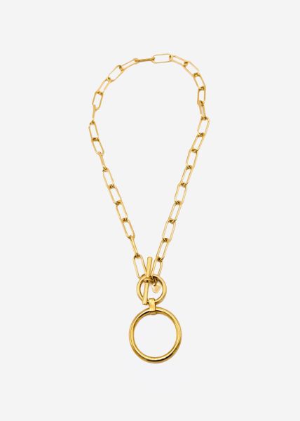 Link chain with pendant, gold