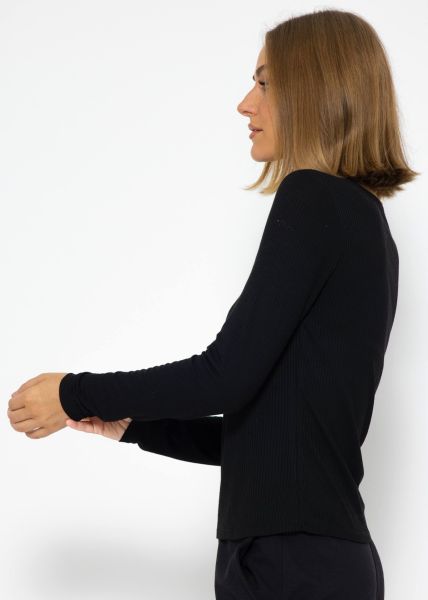 Ribbed long sleeve shirt - black