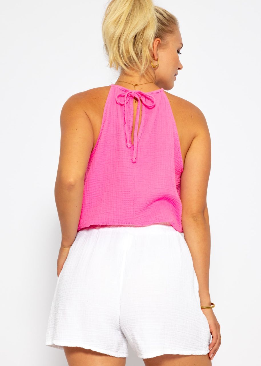 Off-the-shoulder muslin top - pink