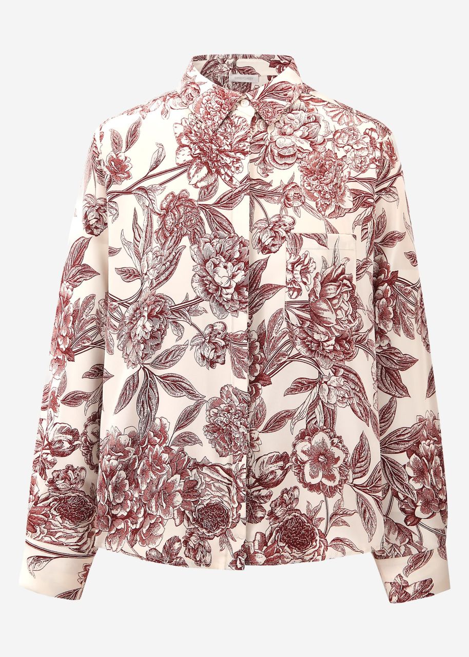 Satin blouse with print - offwhite-wine red