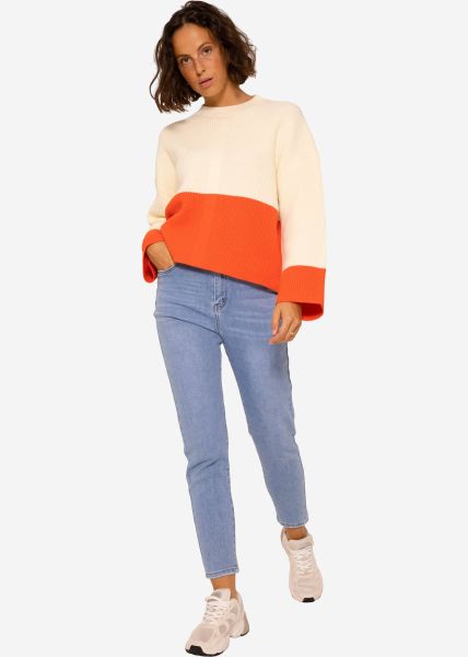 Jumper with orange hem - offwhite