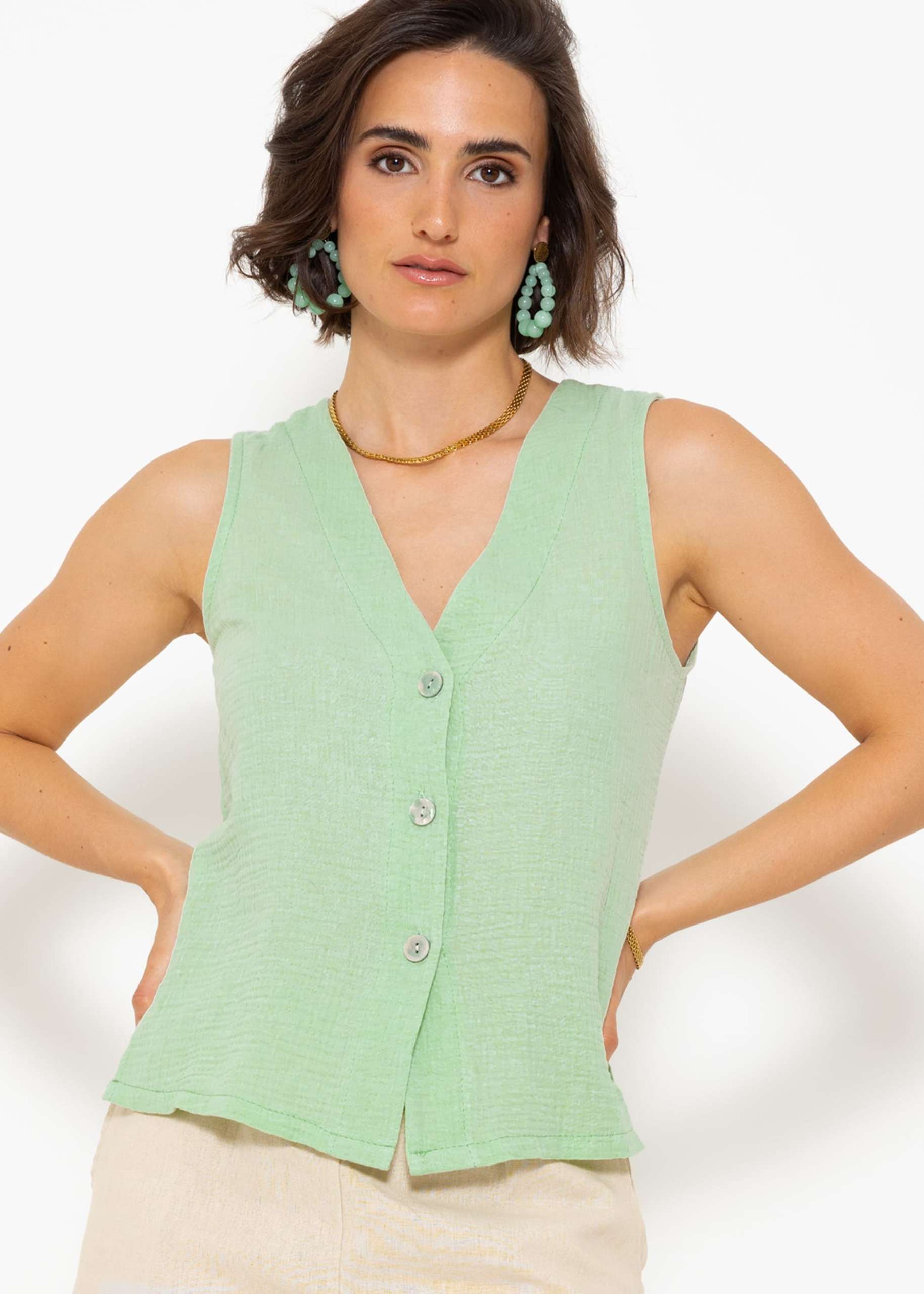 Muslin vest - light green