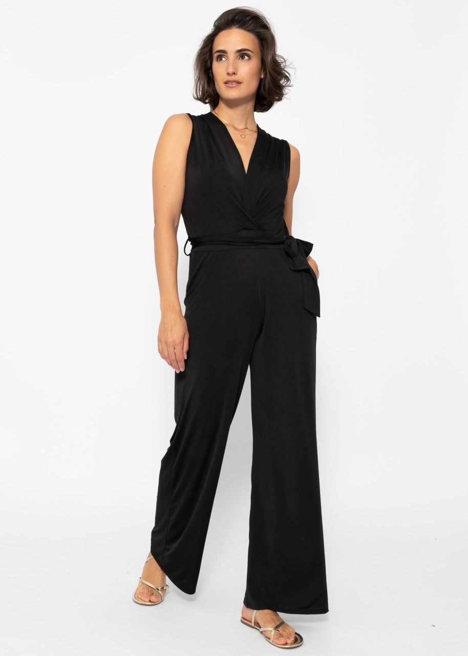 Flowing jersey jumpsuit - black