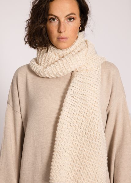 Knitted scarf, offwhite