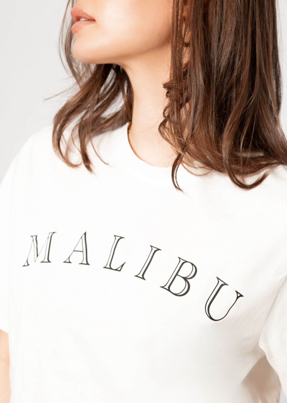 Oversized T-shirt with MALIBU print - offwhite