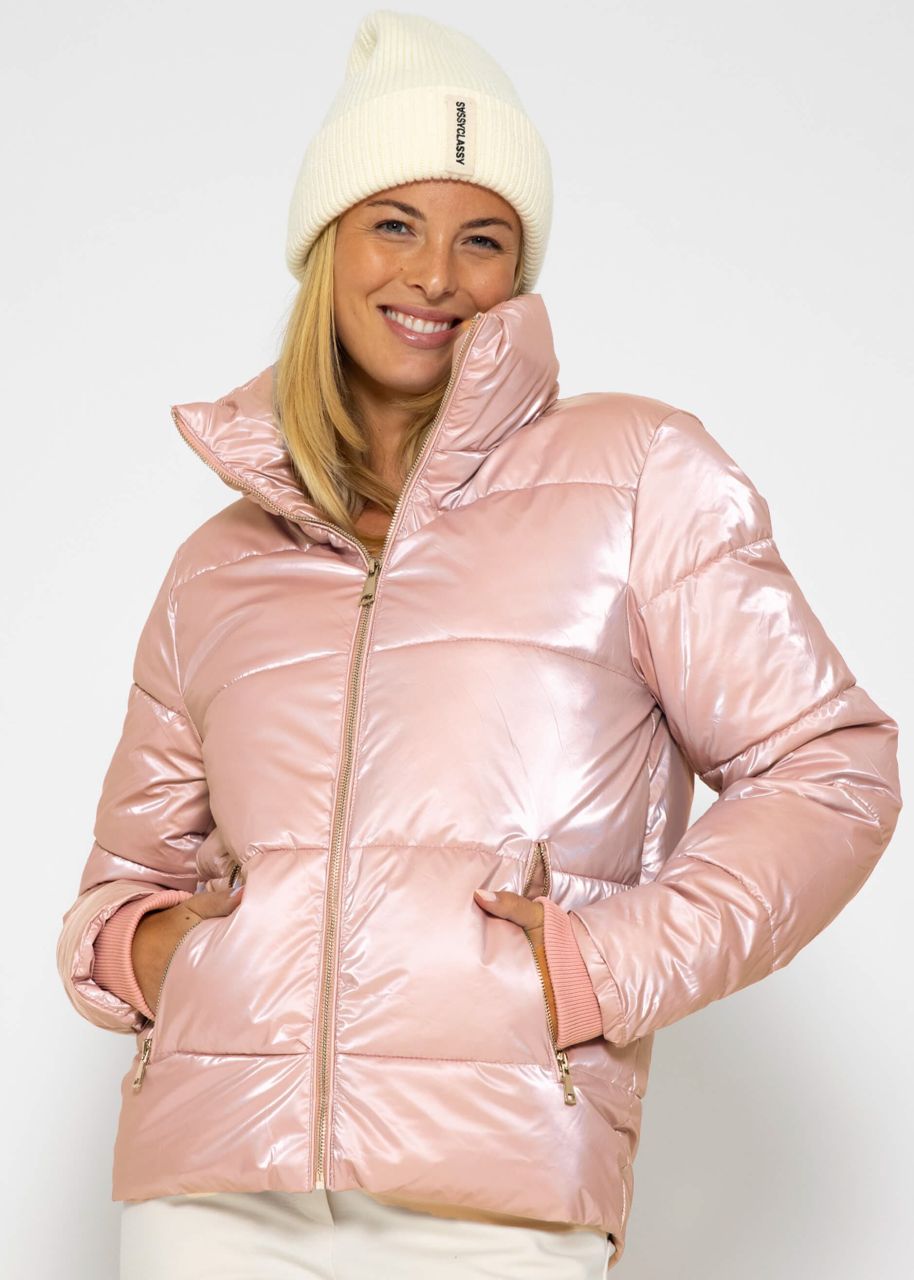 Puffer jacket with stand-up collar - pink