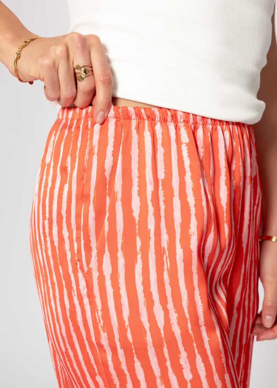 Striped satin trousers - orange