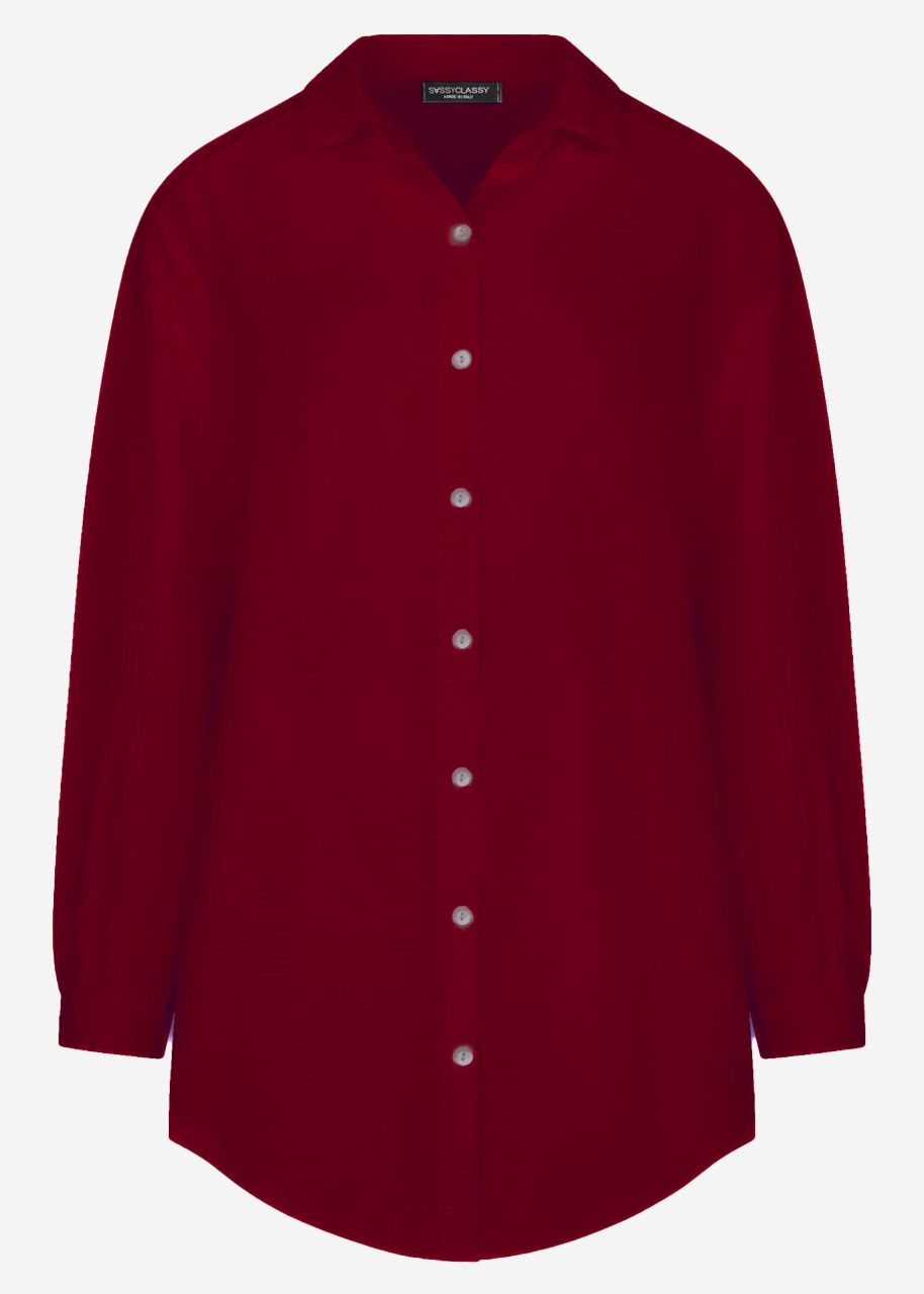 Muslin blouse oversize, dark red