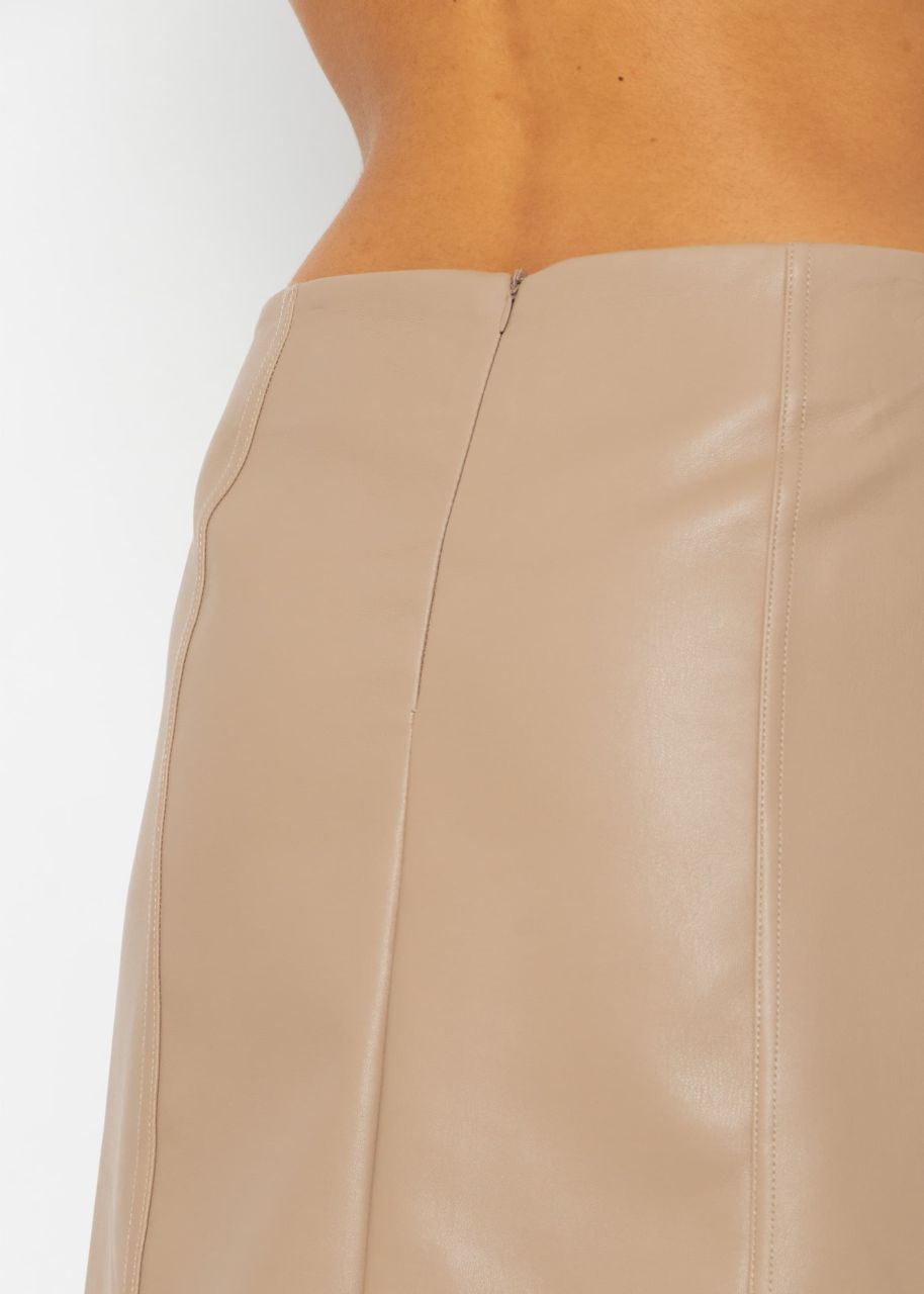 Faux leather skirt - beige