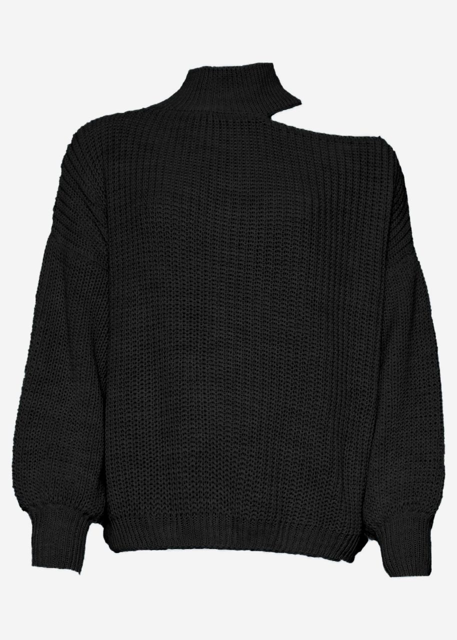 Oversize cut-out jumper - black