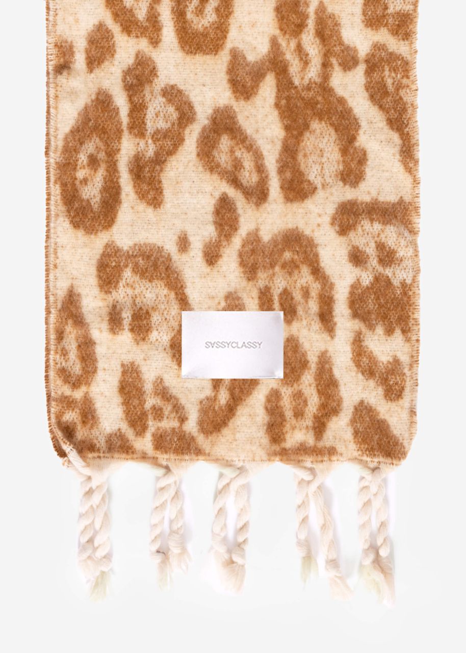 Scarf with leo print - camel