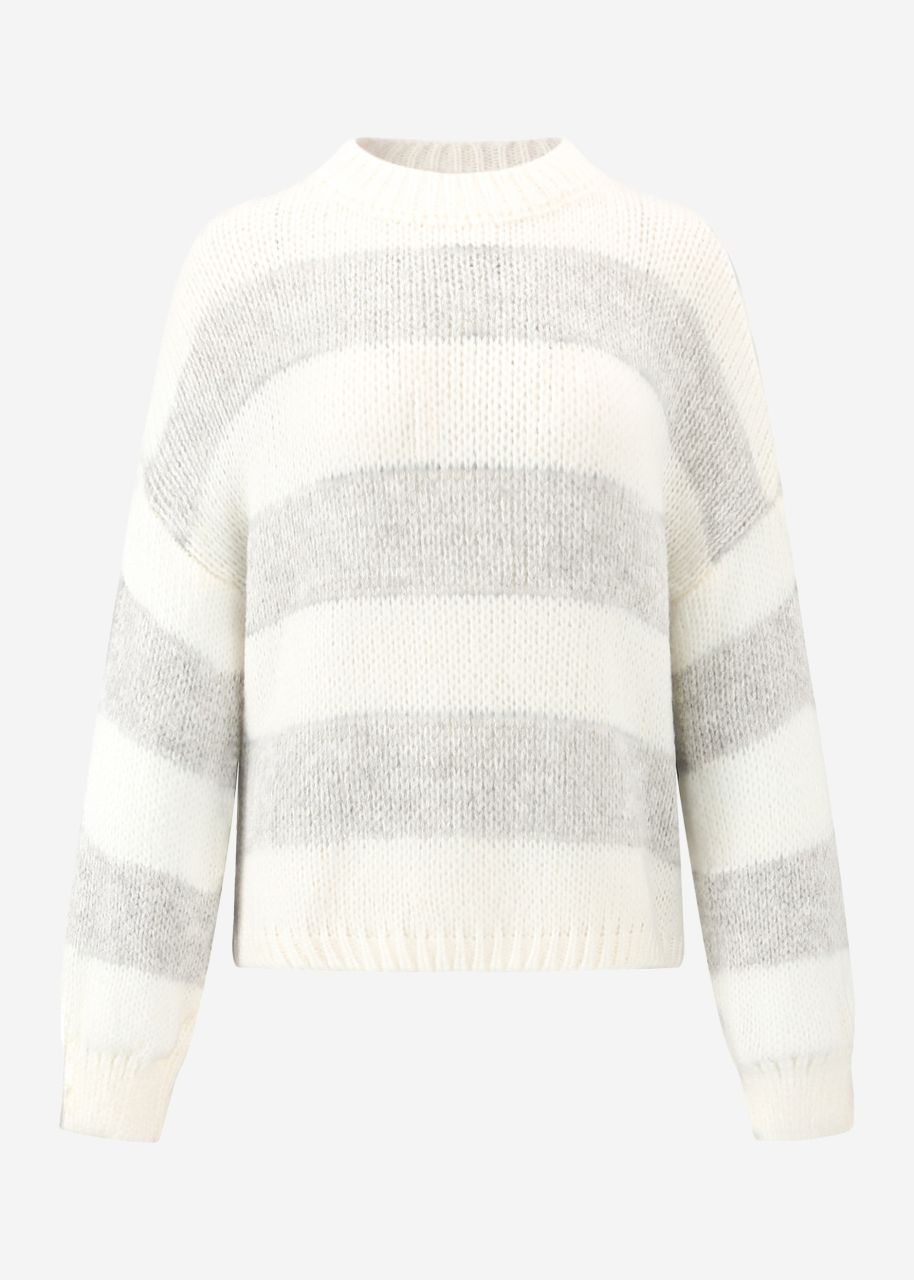 Soft, striped knitted jumper - offwhite-grey