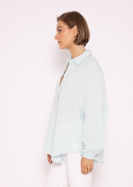 Muslin blouse oversize, short, pastel green