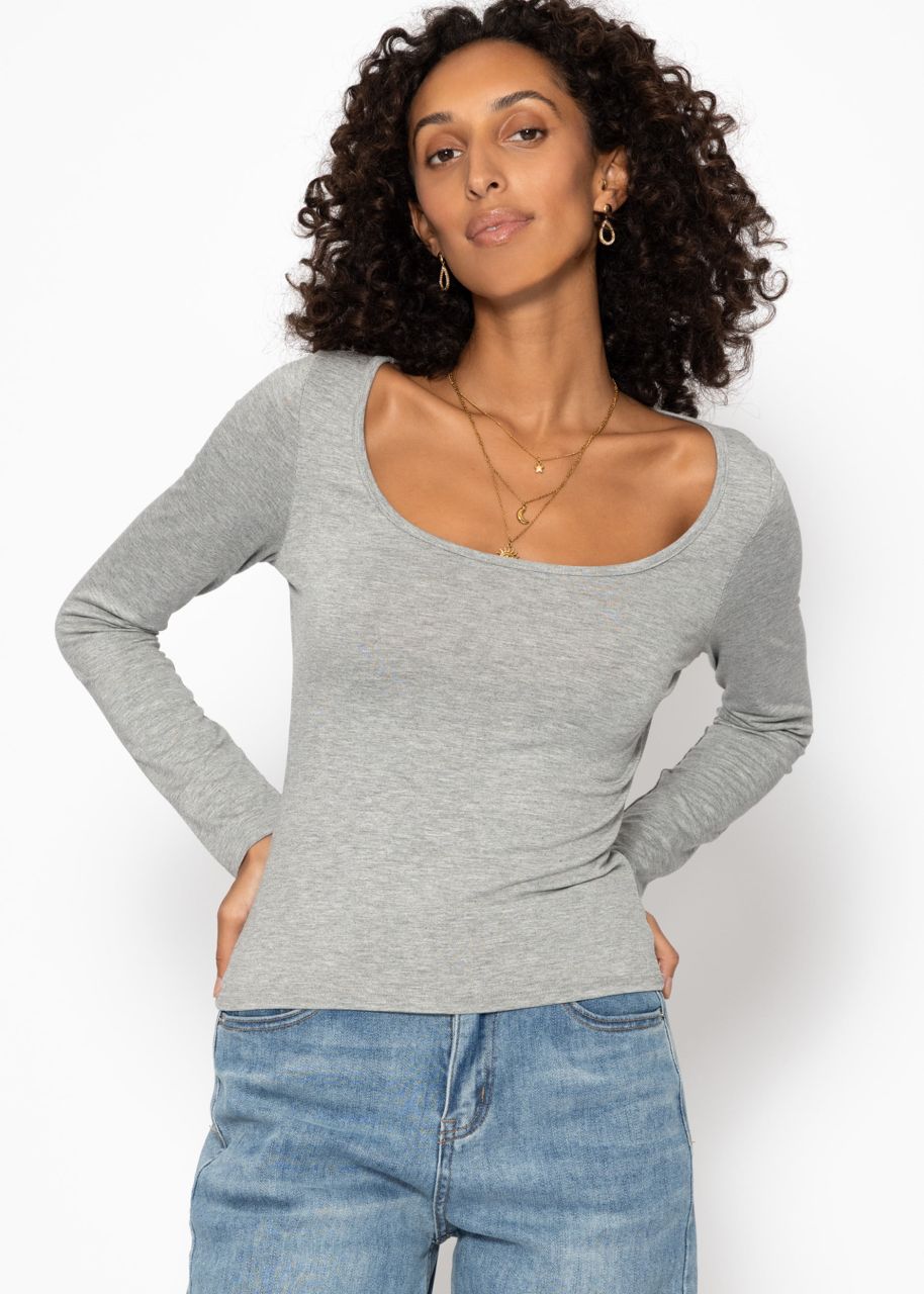 Long sleeve shirt with neckline - gray