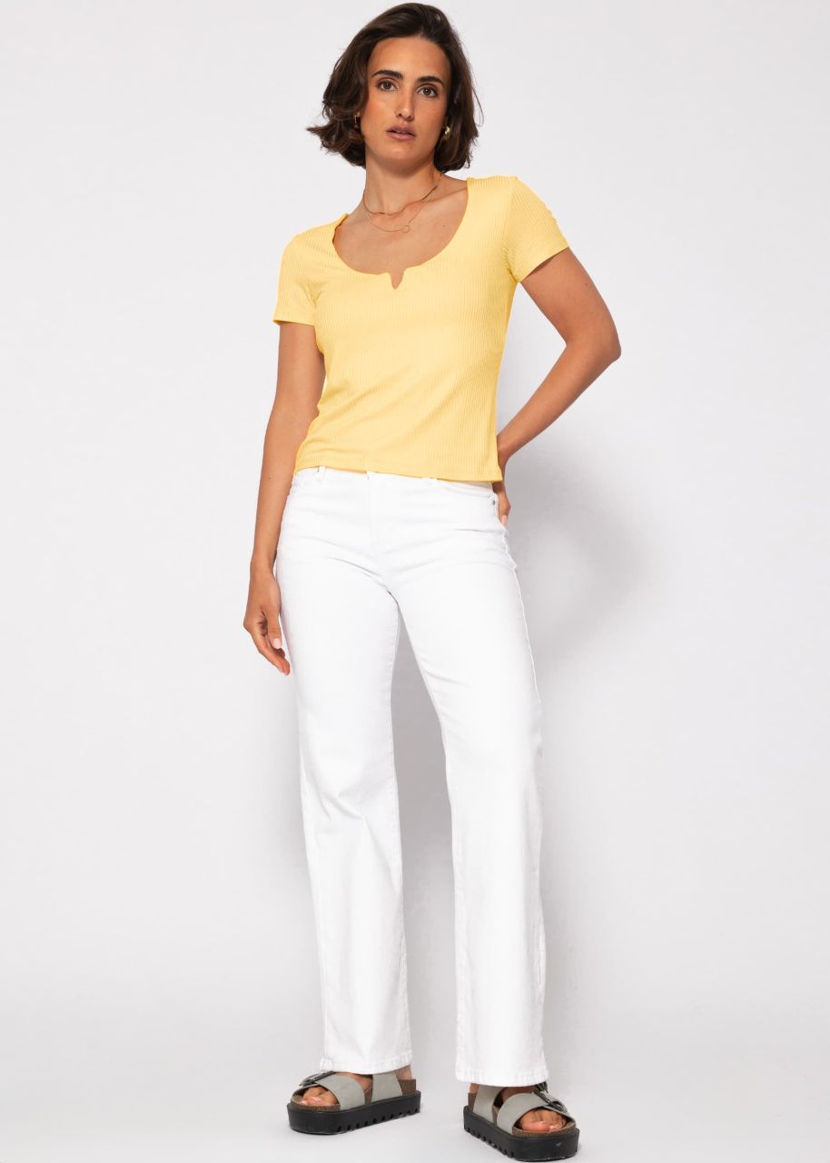 Ribbed T-shirt - yellow