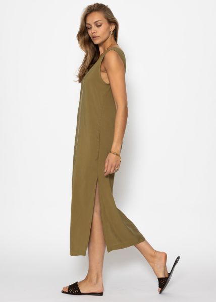 Maxi dress with V-neck - khaki