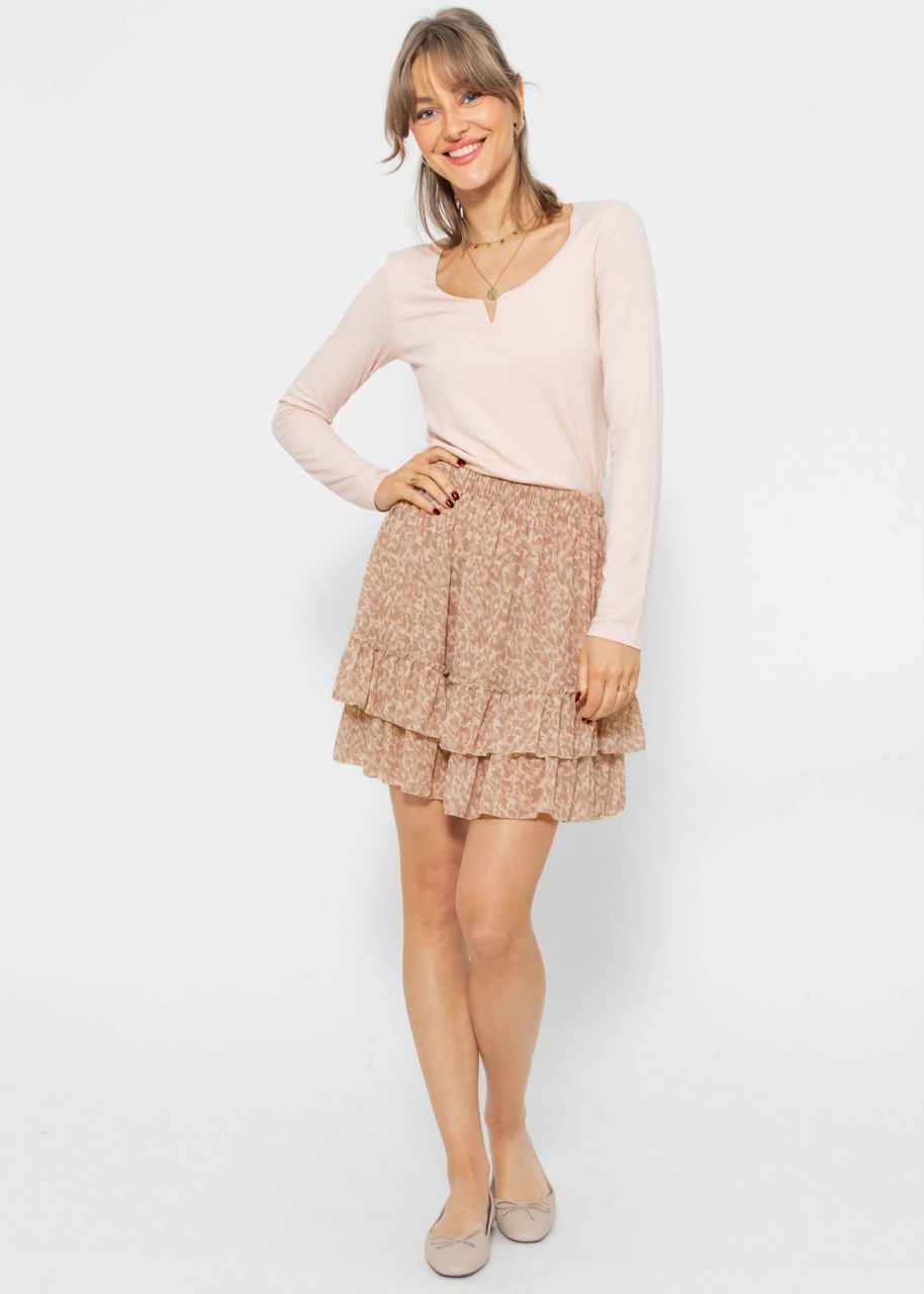 Ruffled skirt with print - beige