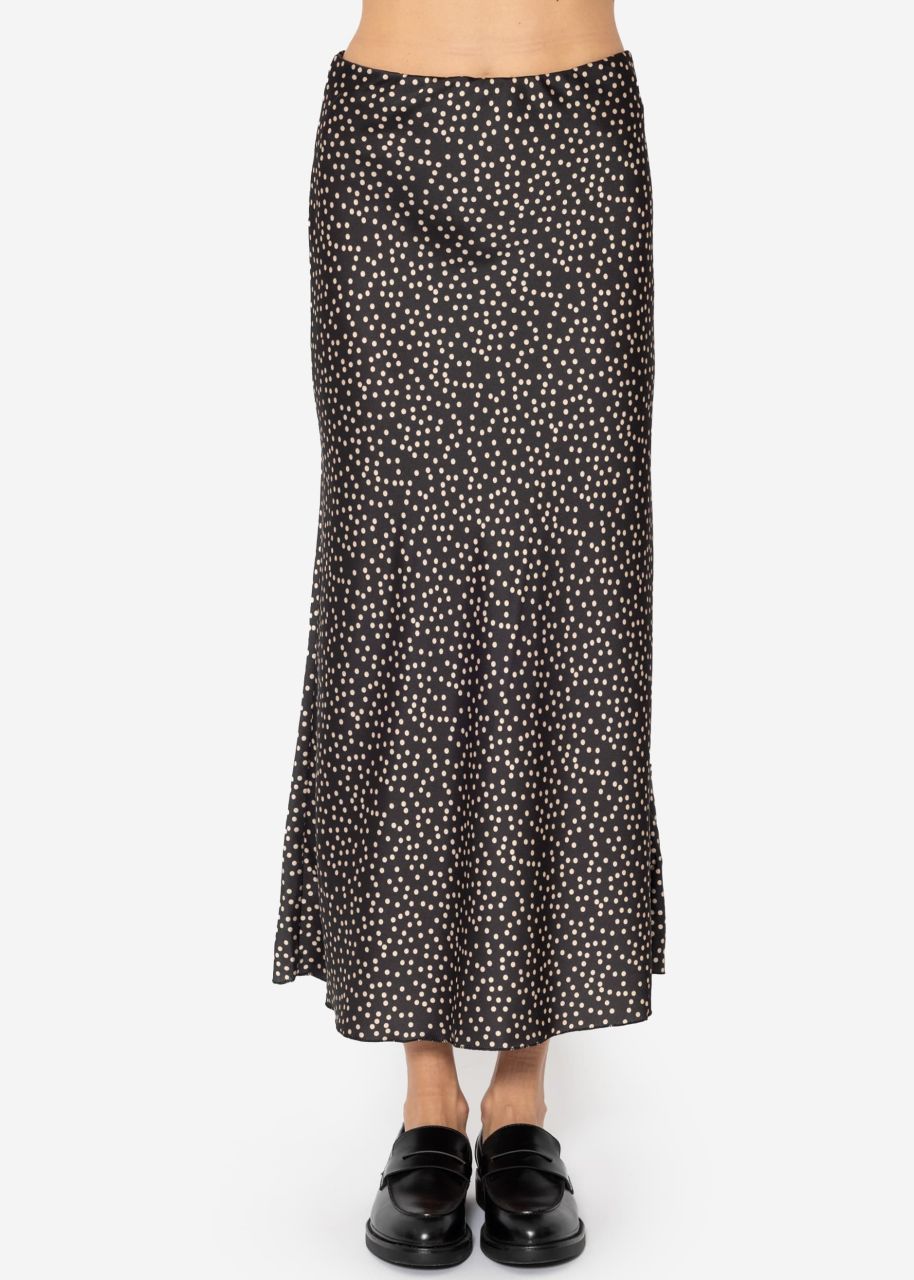 Satin skirt with polka dot print - black